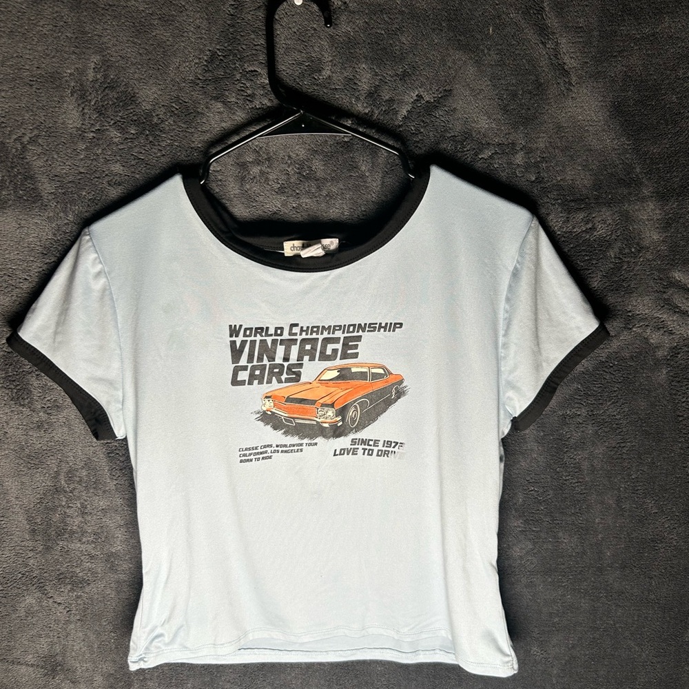 Charlotte Russe White Black Graphic Crop Tee